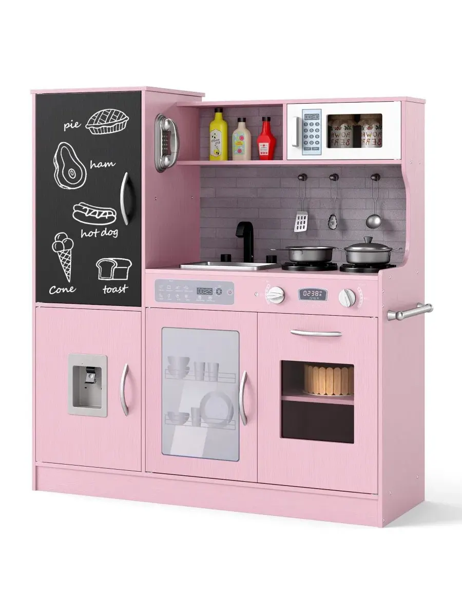 Игровая деревянная угловая кухня SUGIFT с системой циркуляции воды и подсветкой Skonyon — белый