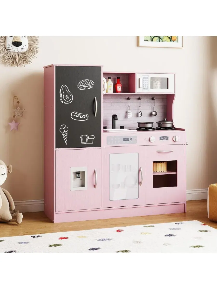 Игровая деревянная угловая кухня SUGIFT с системой циркуляции воды и подсветкой Skonyon — изображение 9 из 11, белый