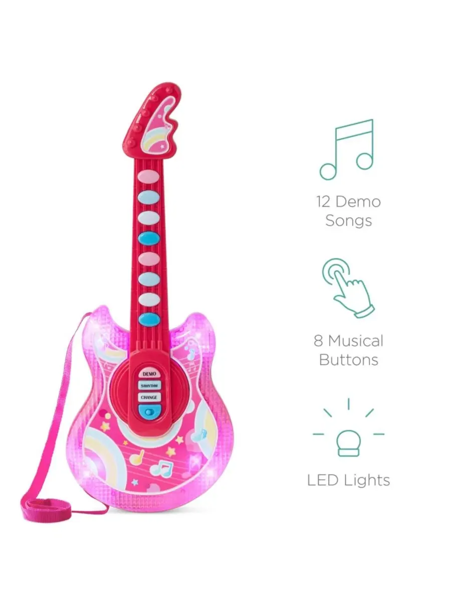 Детская гитара Flash Guitar 48 см , музыкальный инструмент для ролевых игр для малышей с микрофоном — изображение 4 из 7