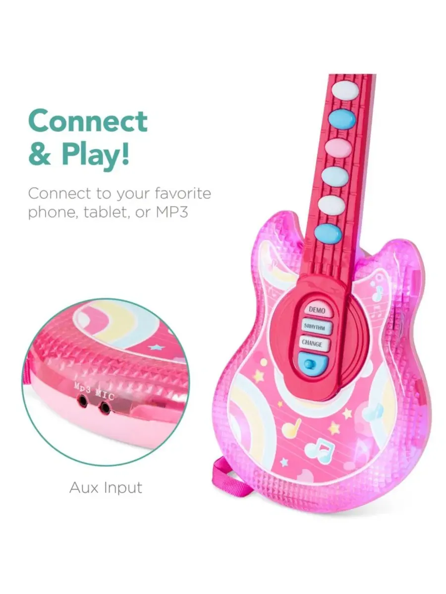 Детская гитара Flash Guitar 48 см , музыкальный инструмент для ролевых игр для малышей с микрофоном — изображение 5 из 7