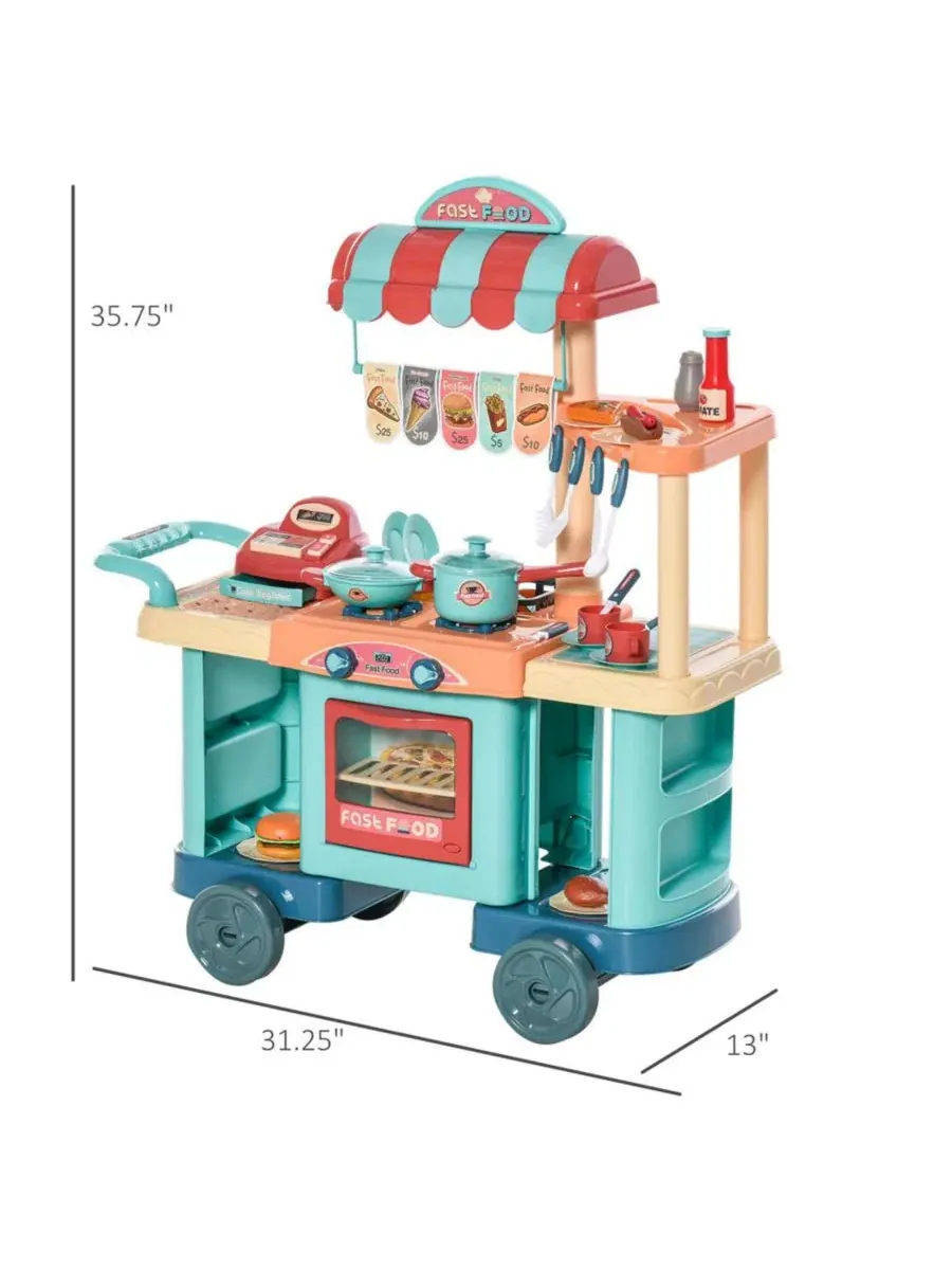 Игровой набор продуктового киоска с кассой, 50 предметов, Kids Kitchen Food Stand YOBTOP — изображение 3 из 4, нет цвета