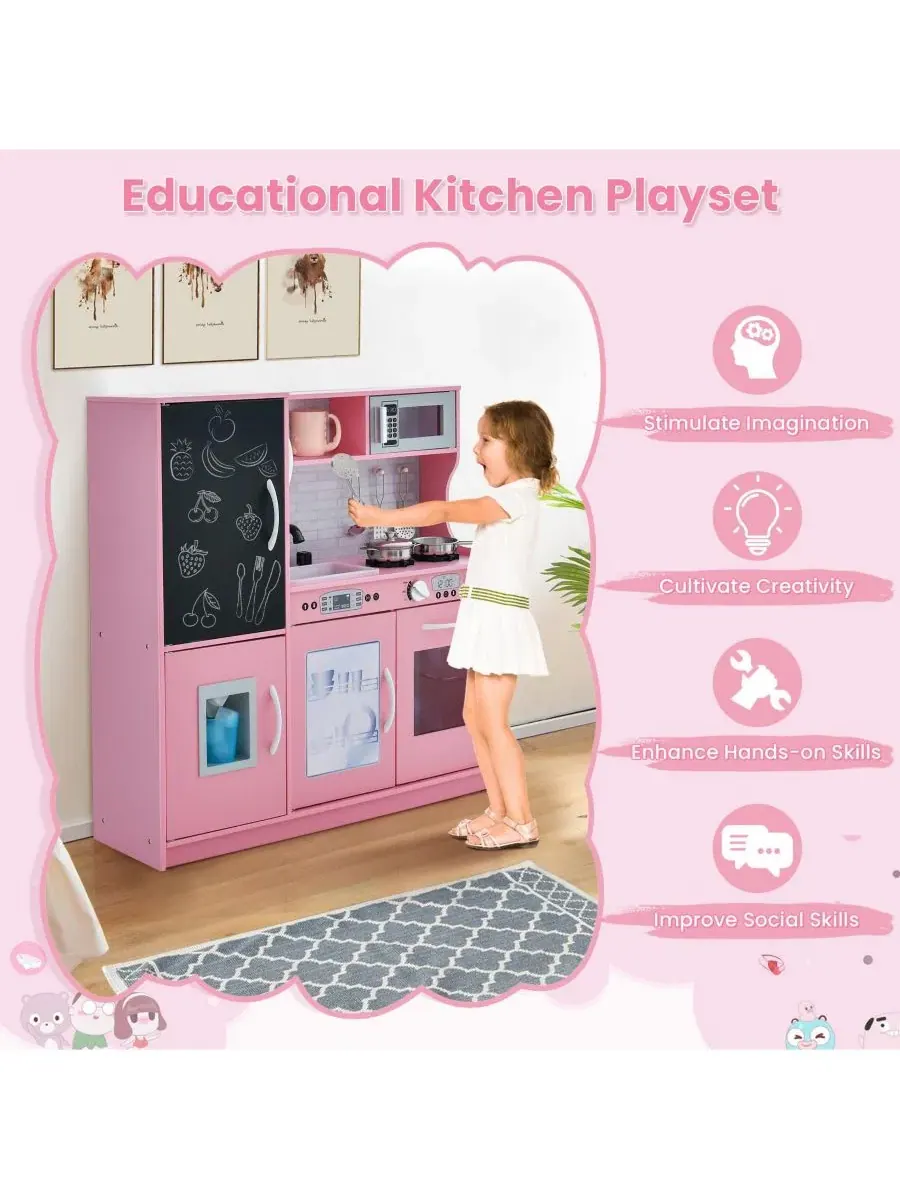 Игровая кухня для малышей 3-6 лет (мальчики и девочки) Mecale — изображение 5 из 10, розовый