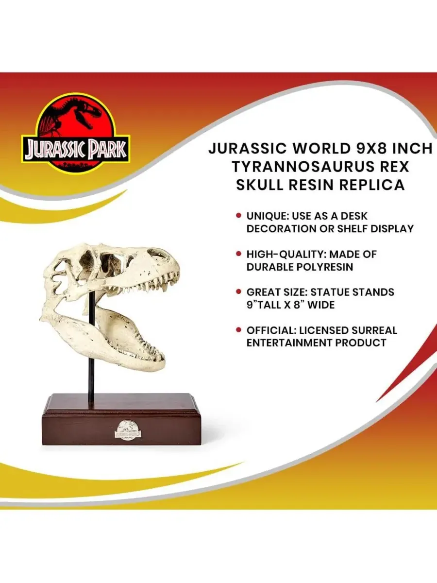 Реалистичная копия черепа тираннозавра Jurassic World, 23 см, полирезин Surreal Entertainment — изображение 6 из 7