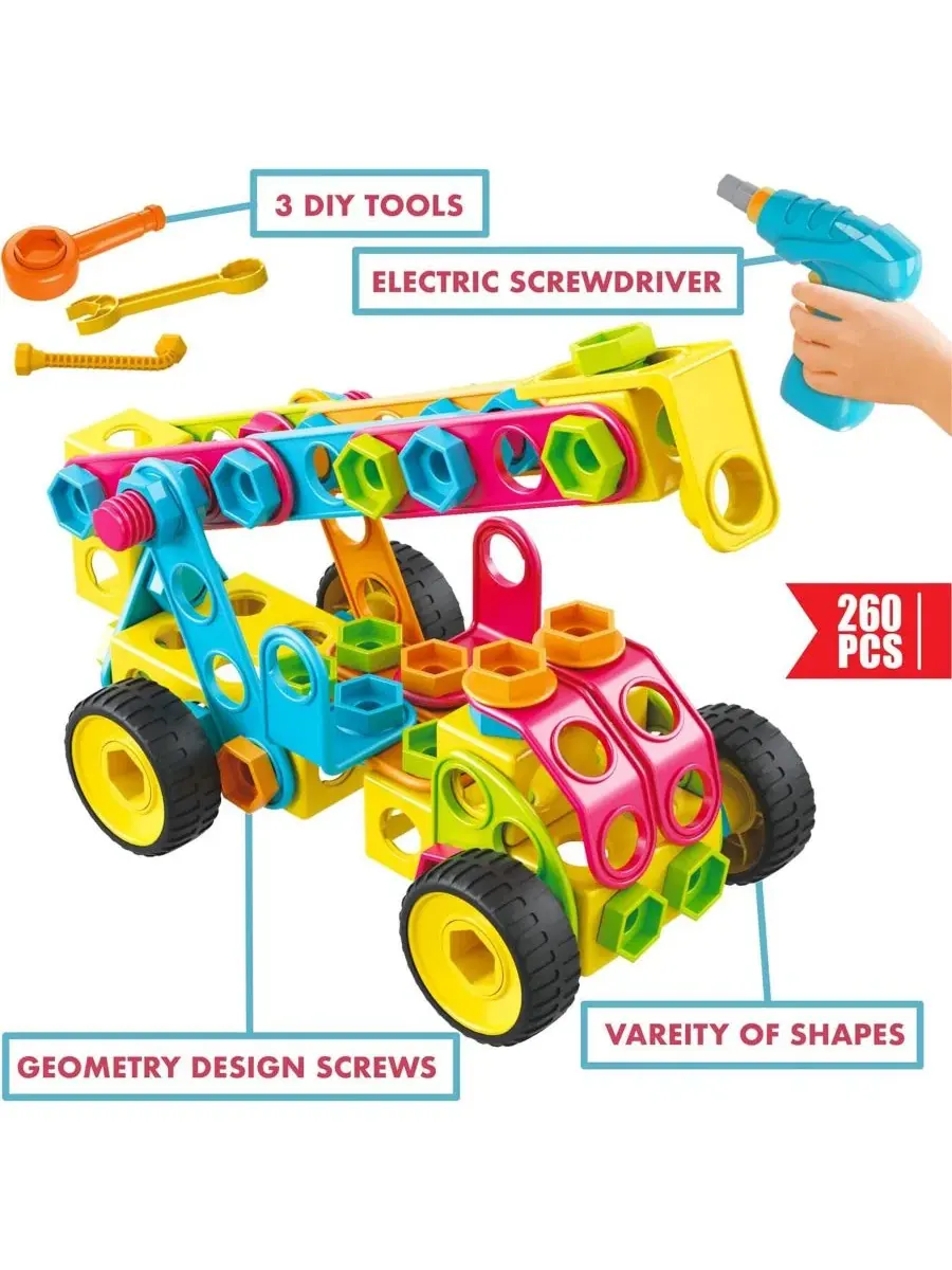 Конструктор 3D-блоков STEM Contixo ST3 Mega Mechanic, 223 детали — изображение 3 из 3, мульти