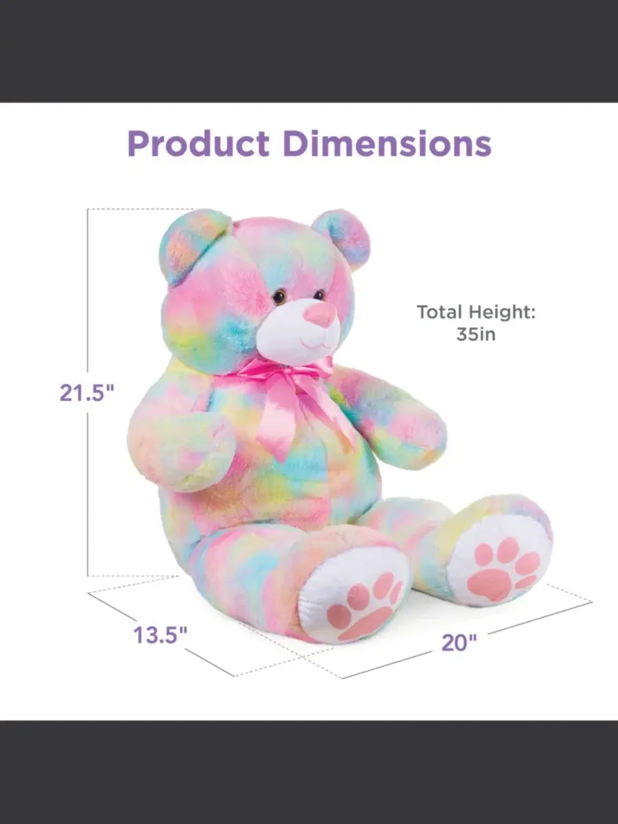 Мягкая игрушка медведь 89 см с галстуком-бабочкой, Pastel Best Choice Products — изображение 7 из 7, мульти