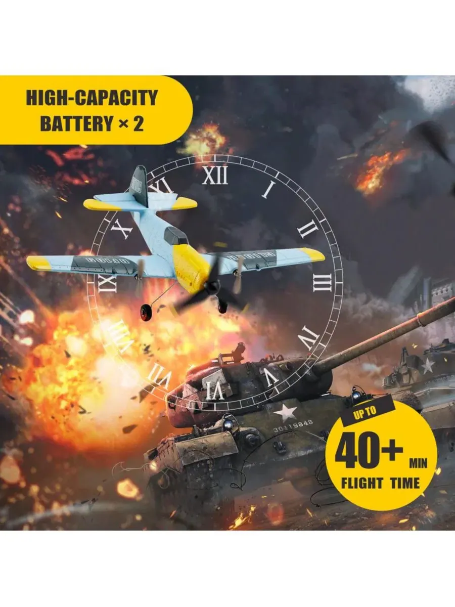 Радиоуправляемый самолет BF-109 с 6-осевой гиростабилизацией, 3-канальным управлением 2,4G, 2 — изображение 3 из 9, желтый