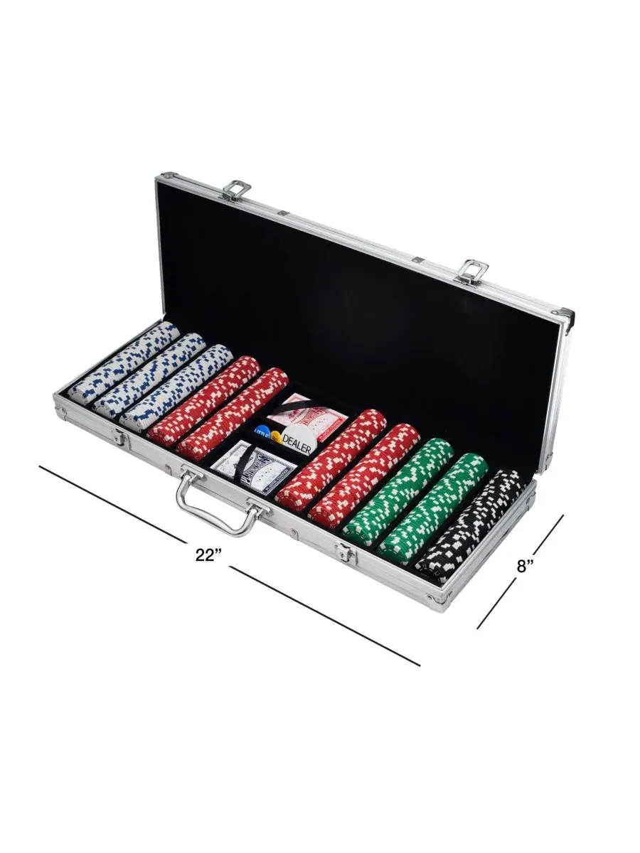 Набор для любительского покера Trademark Poker с 500 фишками и кейсом Trademark Global — изображение 2 из 2, серебряный