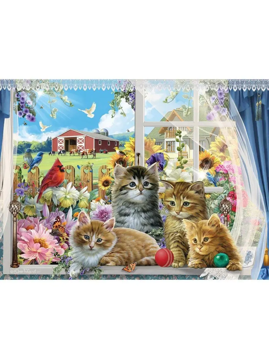 Пазл «Котята в окне» (1000 деталей) для взрослых Sunsout — изображение 3 из 5, нет цвета