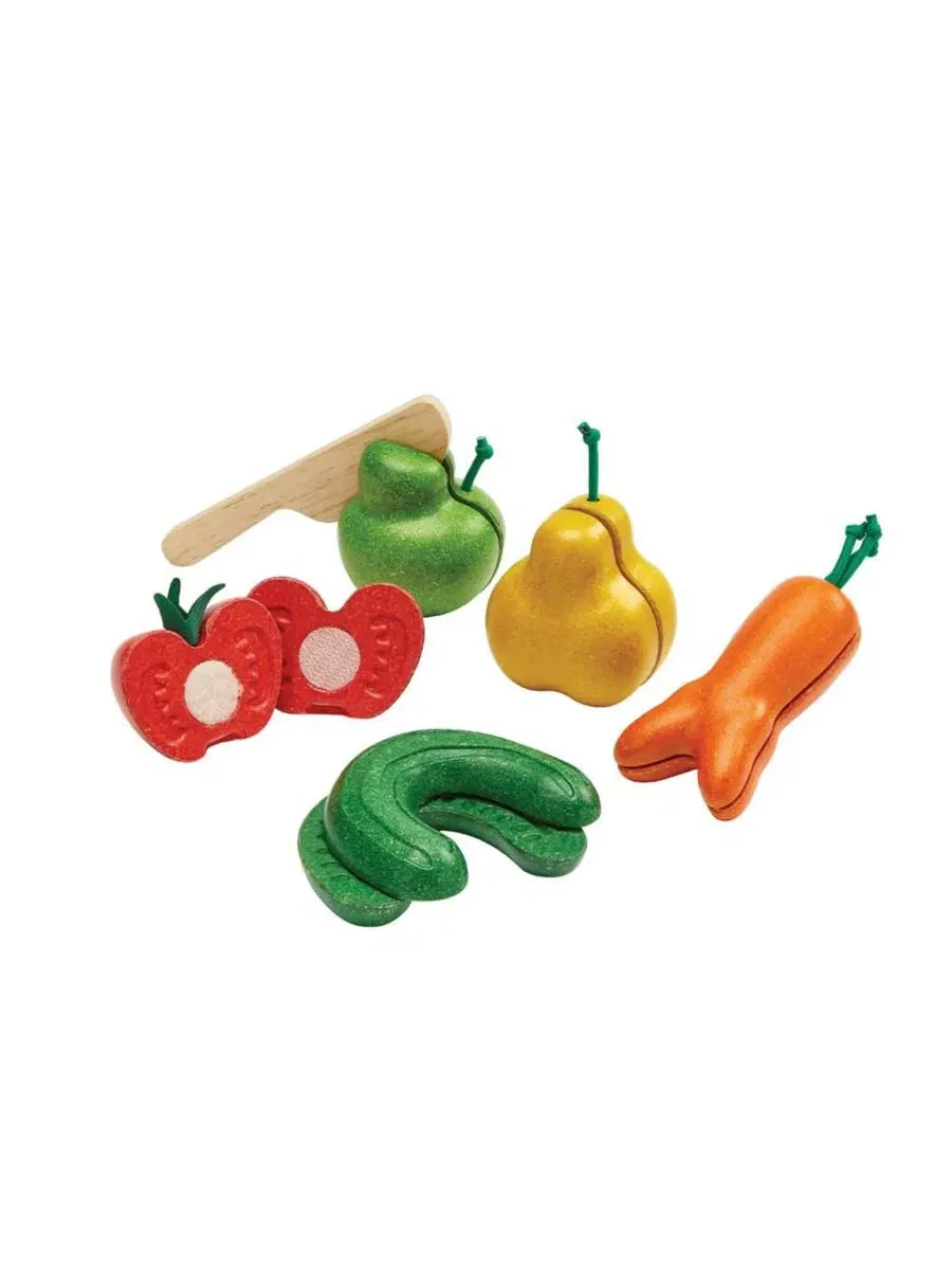Набор игрушечных фруктов и овощей Wonky Fruits & Vegetables PlanToys — изображение 2 из 2, нет цвета
