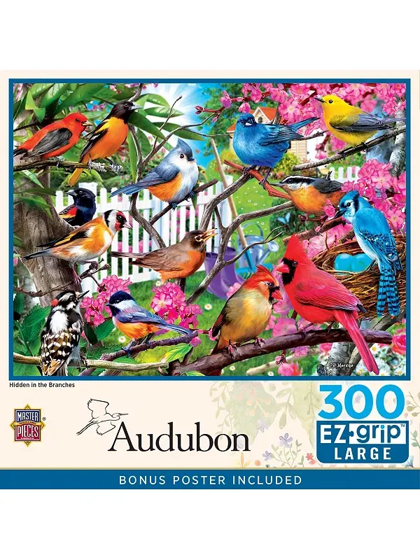 Шедевры Одюбона - спрятанные в ветвях пазлы EZ Grip из 300 деталей Masterpieces Puzzles