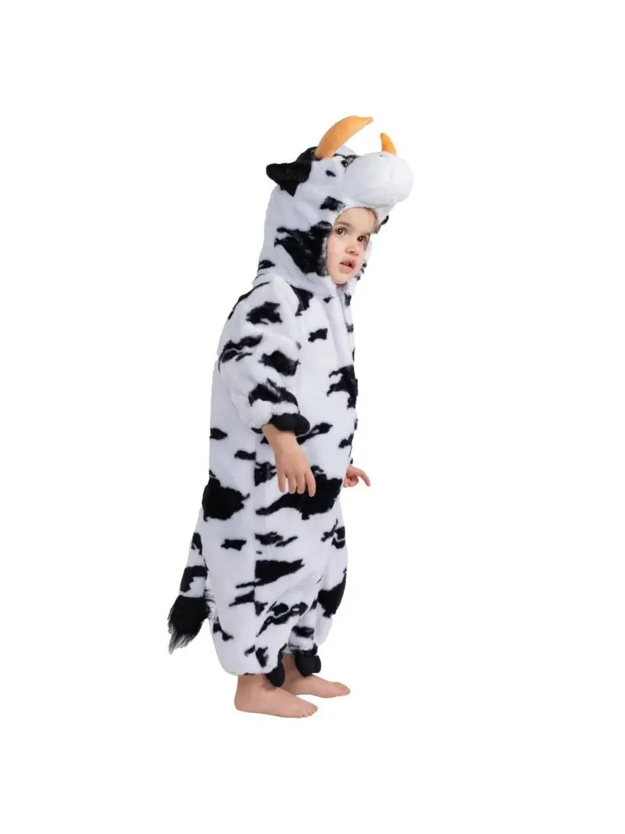 Костюм коровы с рогами и хвостом, модель Cow Jumpsuit Costume with Horns & Tail Dress Up America