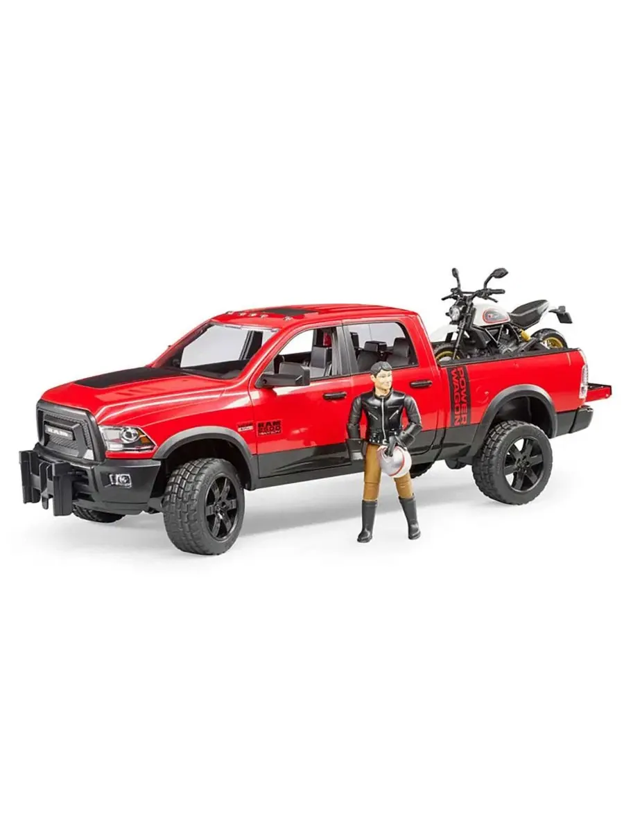 Игрушечный набор 1/16 Ram 2500 Power Wagon с мотоциклом Ducati Scrambler Desert Sled и водителем — мульти