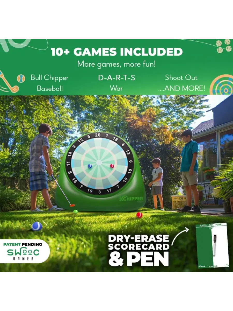 Набор для игры в гольф-дартс с гигантской мишенью, с 10+ играми SWOOC — изображение 2 из 7, зеленый