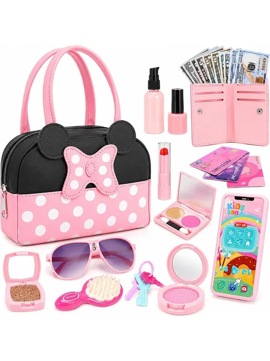 Игровой набор с сумочкой, телефоном и косметикой, модель Pretend Play Purse Makeup Princess