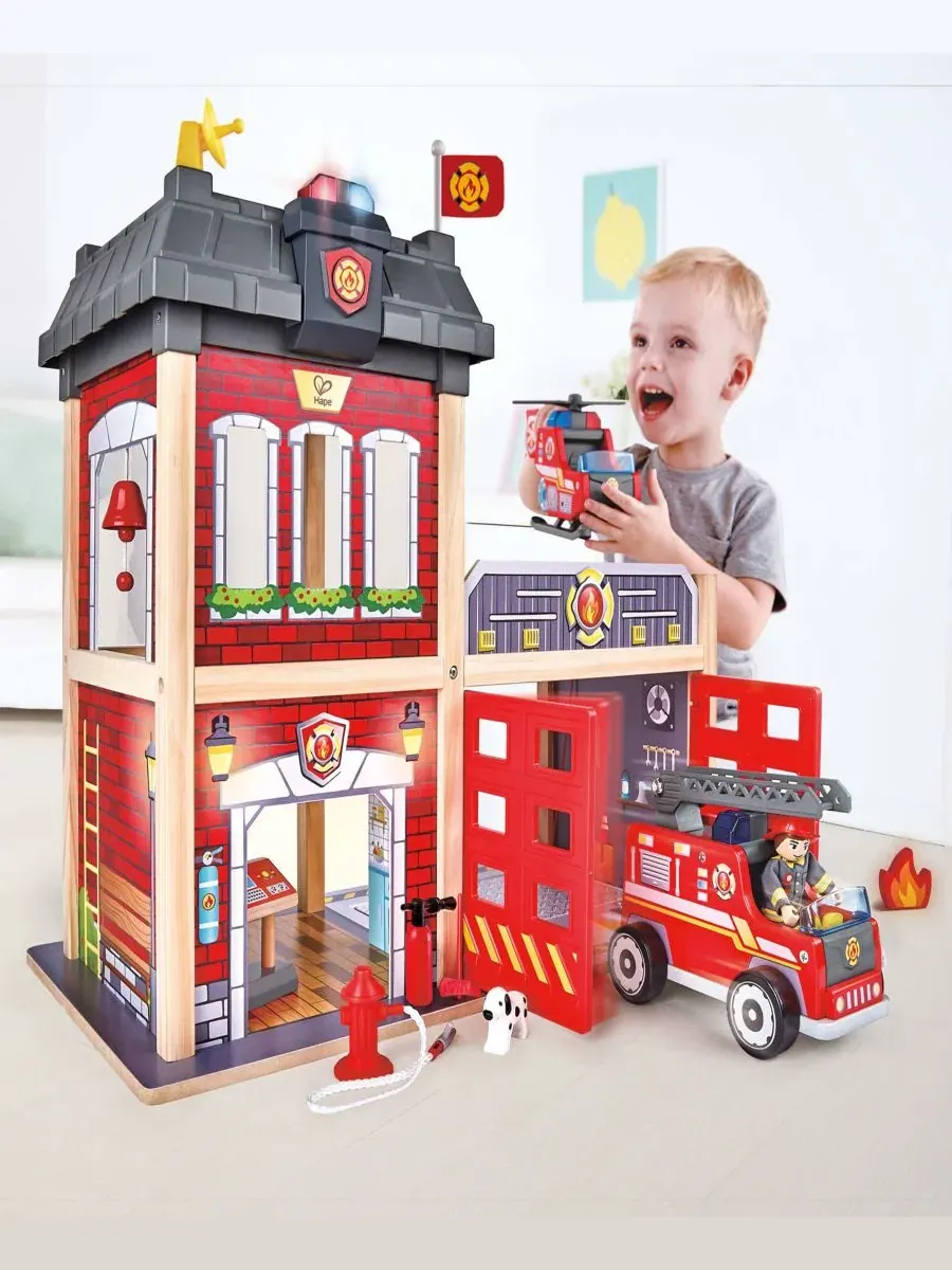 Трехуровневая пожарная станция из дерева Hape — изображение 5 из 7, мульти