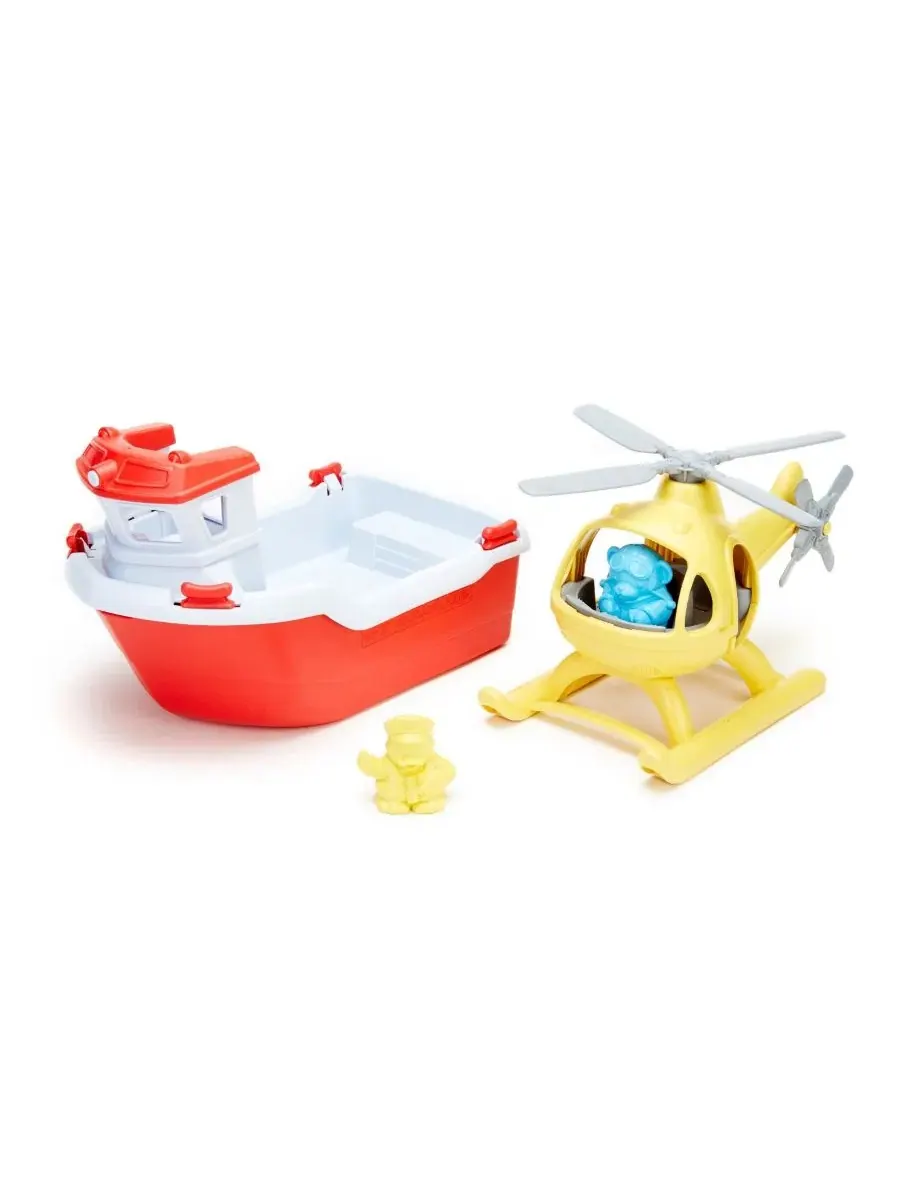 Игрушечный спасательный катер с вертолетом Green Toys Rescue Boat Helicopter — изображение 2 из 3, мульти