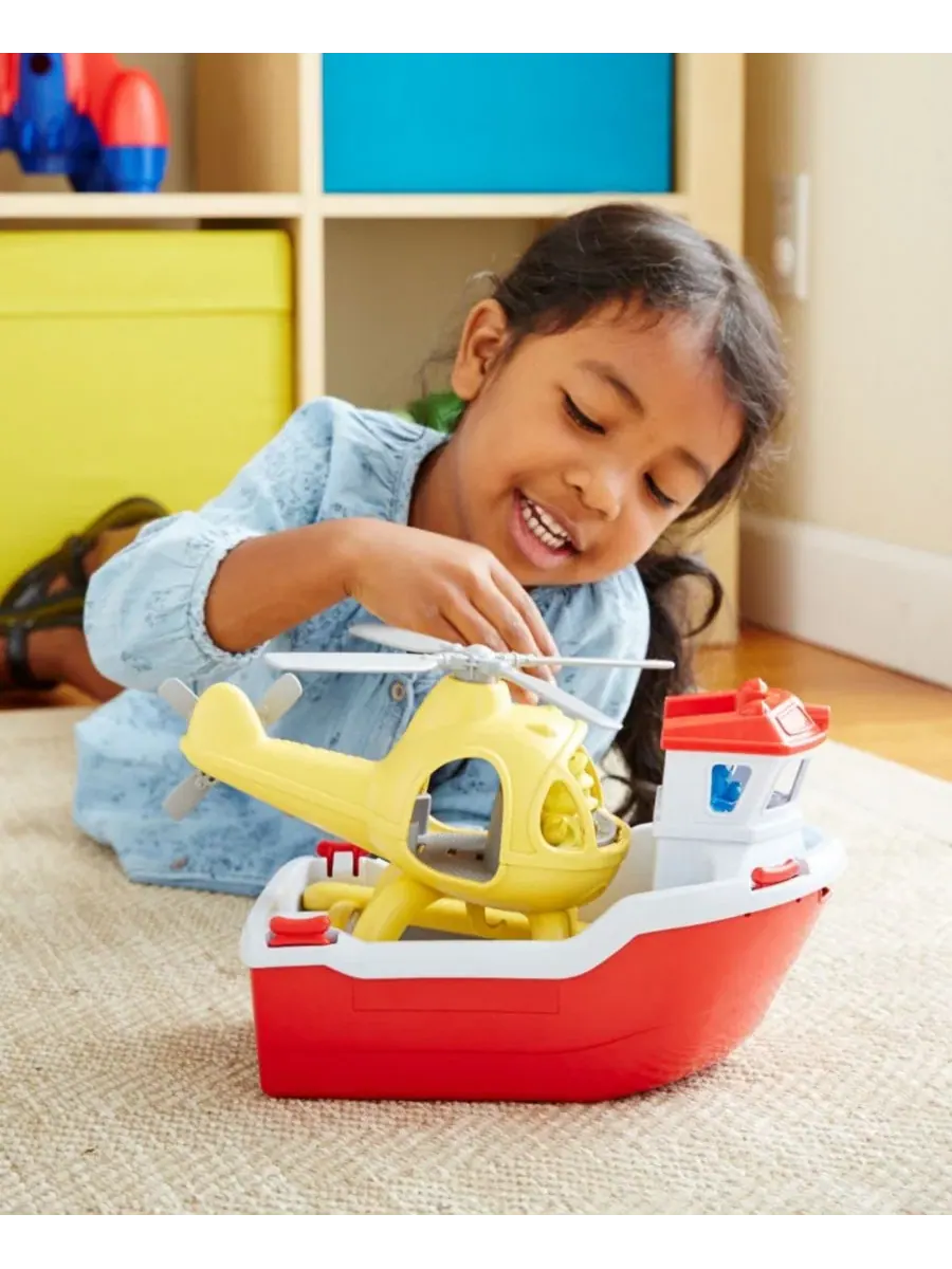 Игрушечный спасательный катер с вертолетом Green Toys Rescue Boat Helicopter — изображение 3 из 3, мульти