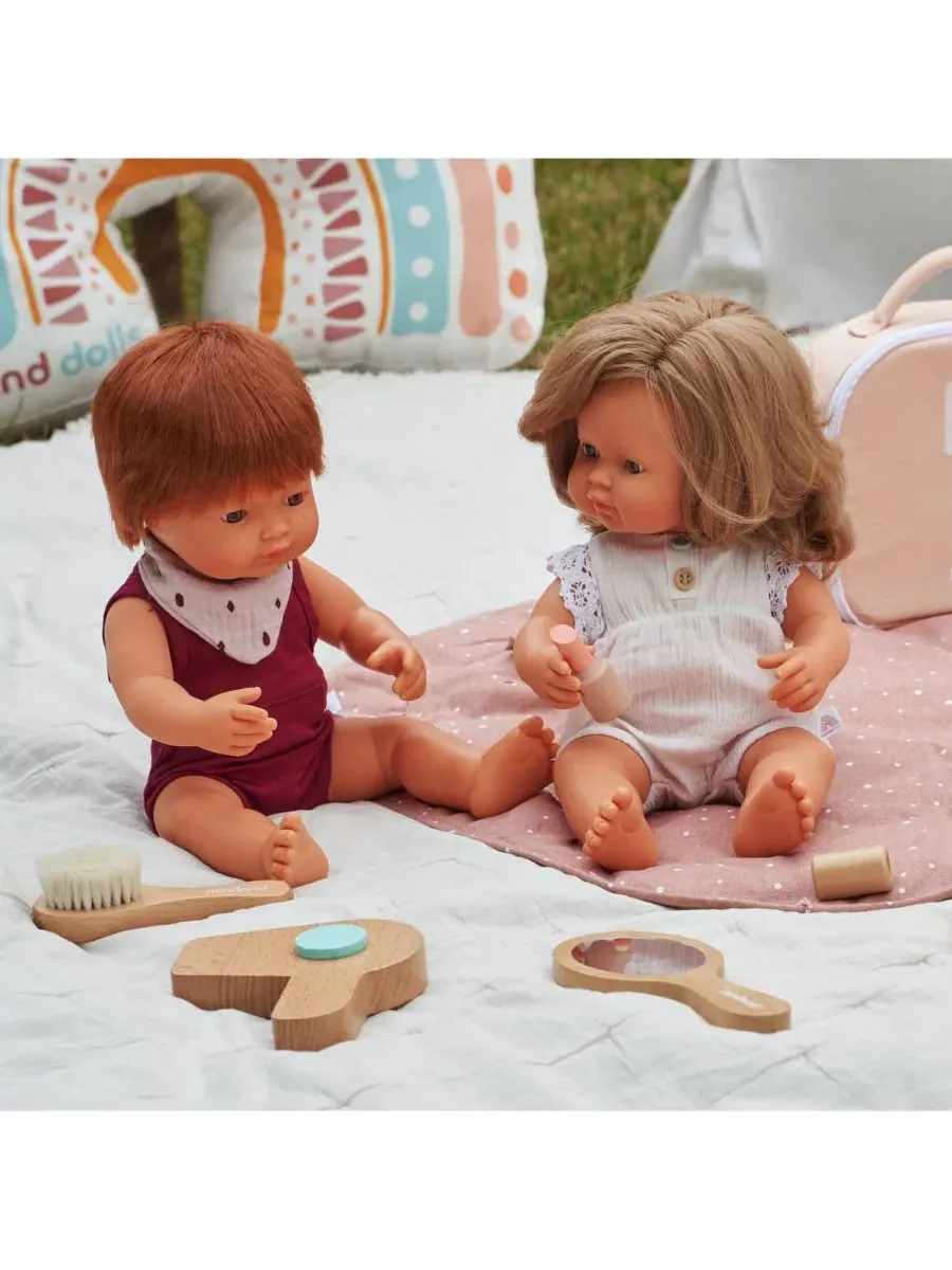 Кукла-мальчик с рыжими волосами и веснушками, 38 см MINILAND — изображение 2 из 3, бежевый