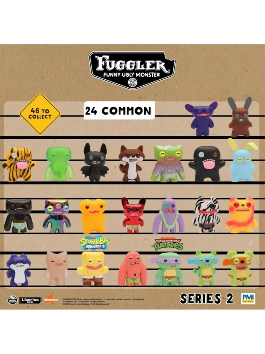 Набор из 6 коллекционных фигурок Fuggler, Teenage Mutant Ninja Turtles and SpongeBob 2.5 дюйма — изображение 2 из 3