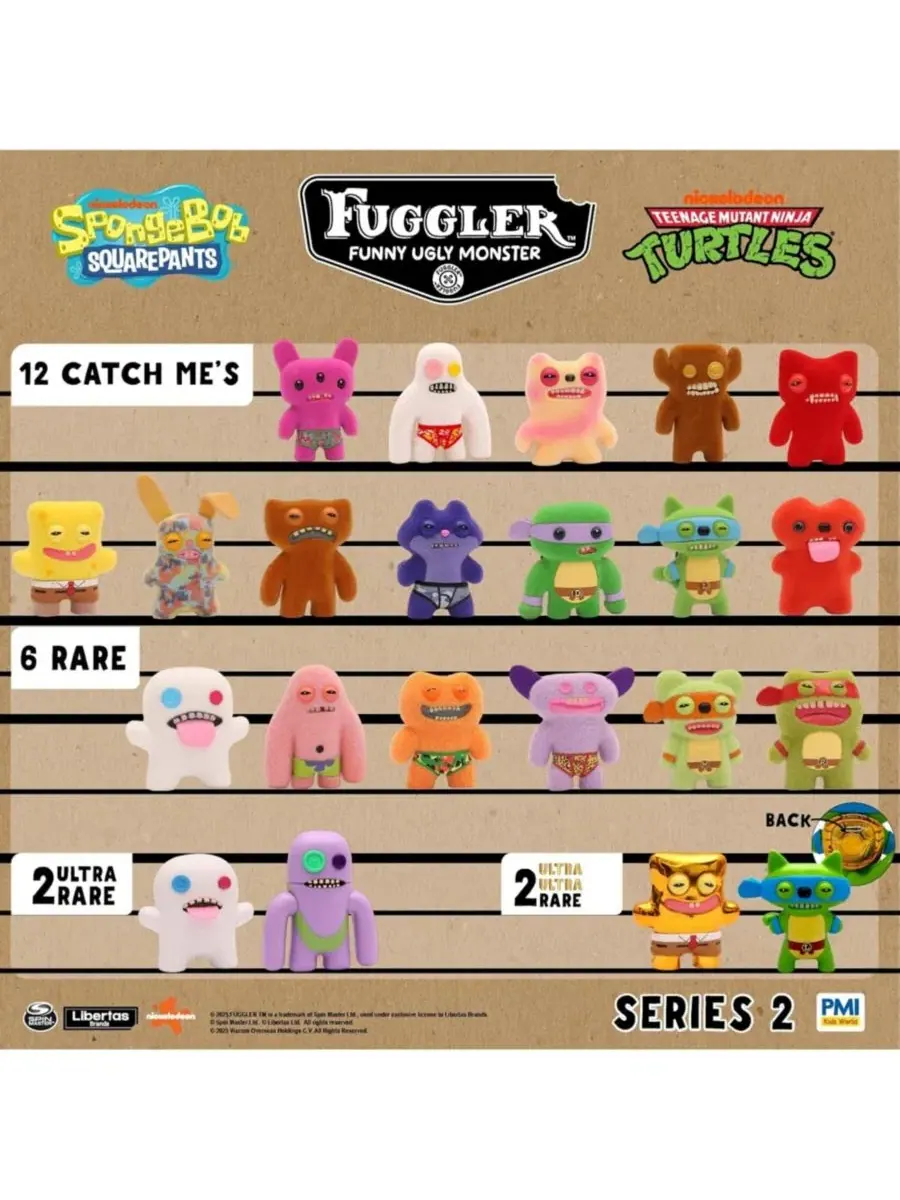 Набор из 6 коллекционных фигурок Fuggler, Teenage Mutant Ninja Turtles and SpongeBob 2.5 дюйма — изображение 3 из 3