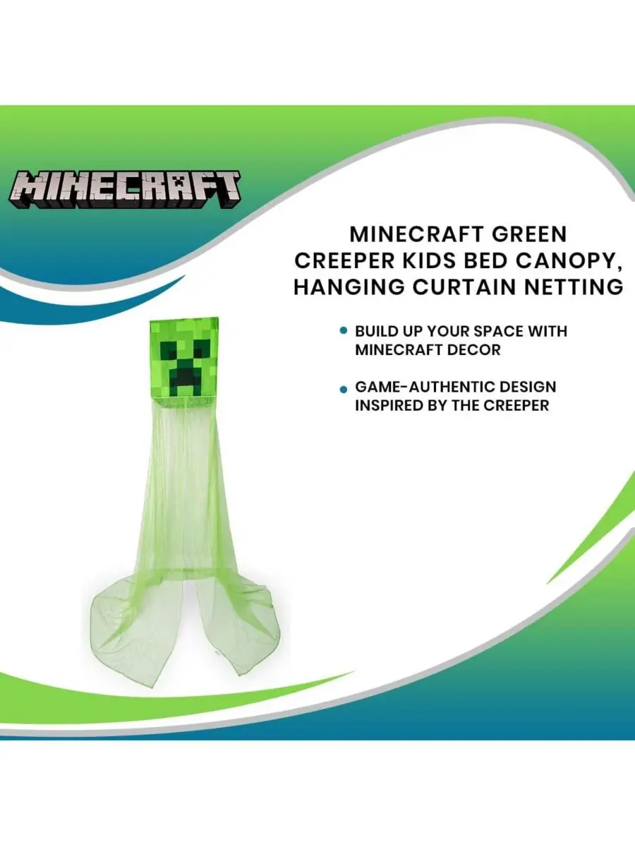 Детский балдахин-крипер Minecraft с сеткой, 254x457 см Ukonic — изображение 7 из 7, нет цвета
