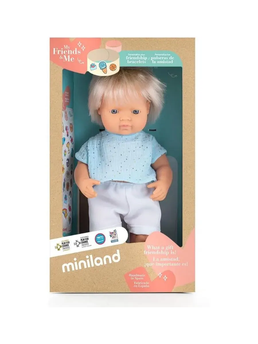 Кукла-мальчик блондин, 38 см (в коробке) - Мои друзья и я Miniland — изображение 5 из 6, бежевый