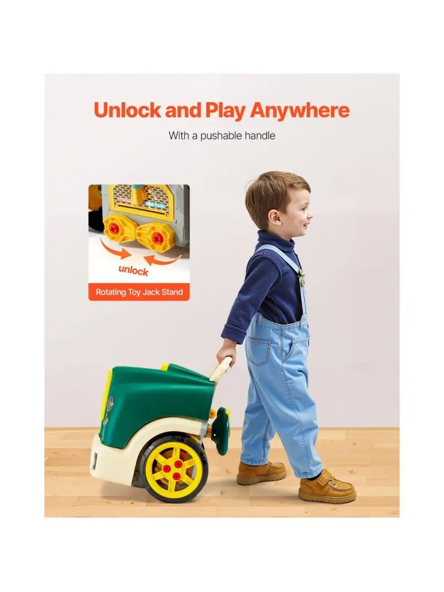 Детский игровой набор автомеханика, 60 деталей, со светом и звуком, Engine Toy Mechanic Set — изображение 5 из 10, зеленый