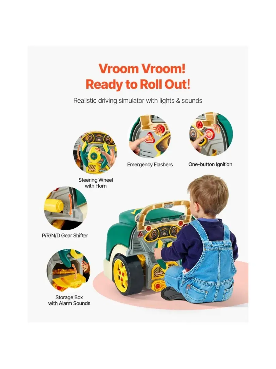 Детский игровой набор автомеханика, 60 деталей, со светом и звуком, Engine Toy Mechanic Set — изображение 6 из 10, зеленый