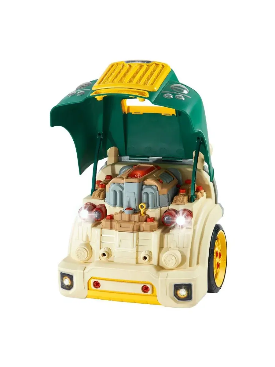 Детский игровой набор автомеханика, 60 деталей, со светом и звуком, Engine Toy Mechanic Set — изображение 10 из 10, зеленый
