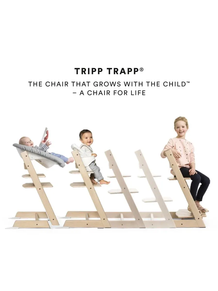 Детский стульчик для кормления Baby Tripp Trapp с подушкой, подносом и набором для новорожденных — изображение 4 из 6, белый