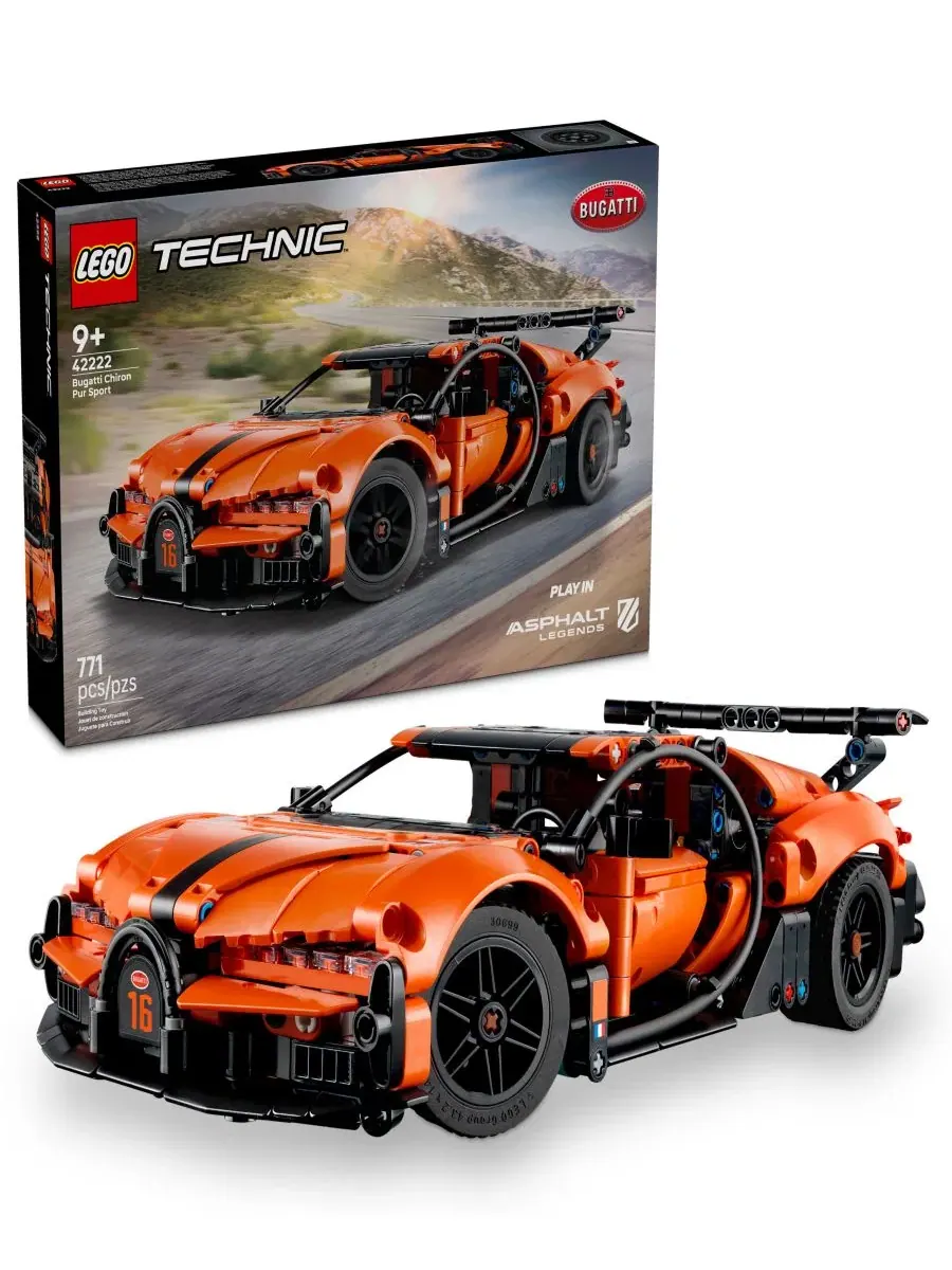 Конструктор Technic Bugatti Chiron Pur Sport Hypercar, номер 42222, 771 деталь Lego