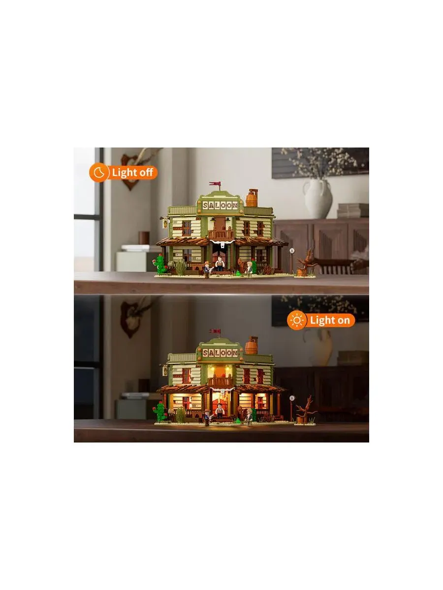 Конструктор Lumibricks The Old West Saloon с LED-подсветкой, 2026 деталей, для взрослых и подростков — изображение 2 из 7