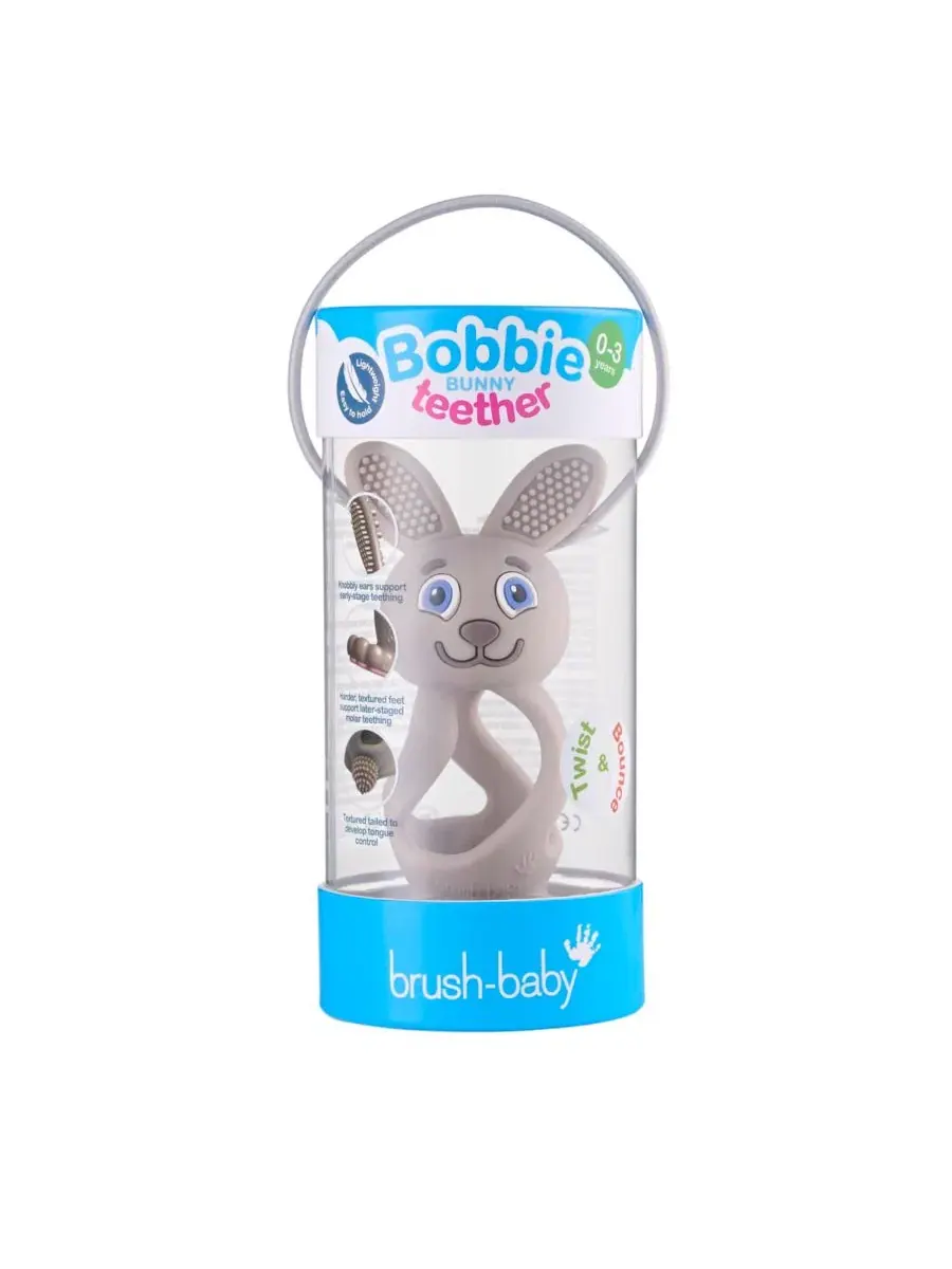 Детский прорезыватель для зубов Bobbie Bunny, цвет капучино-серый, Игрушка-прорезыватель Twist & — изображение 5 из 10