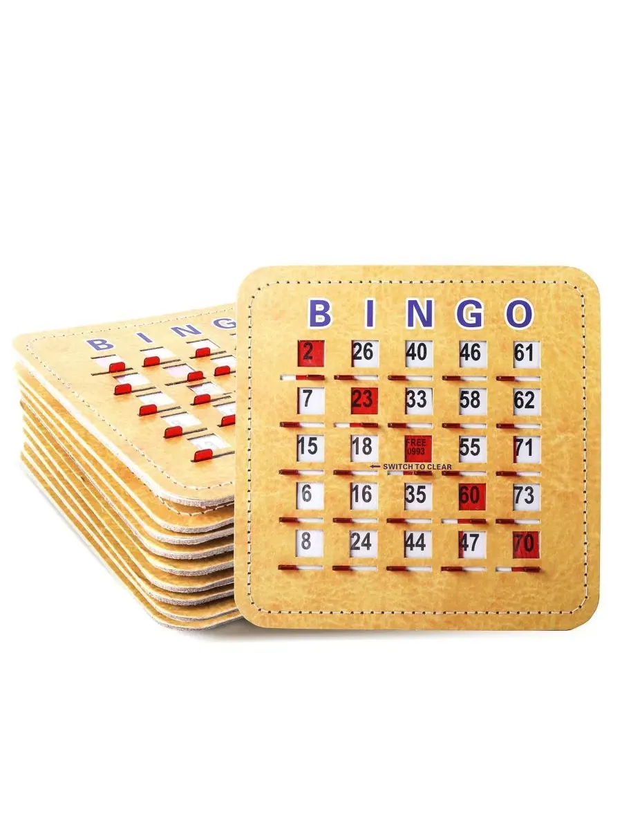 Карточки для бинго Shutter Bingo, картонные, с крупным шрифтом и раздвижными окнами (10 штук в