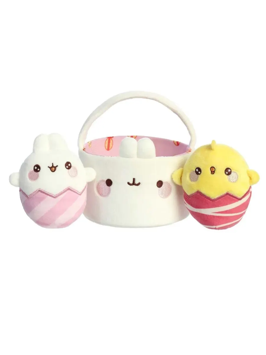 Маленькая пасхальная корзинка Molang Игривая плюшевая игрушка белого цвета 15 см Aurora