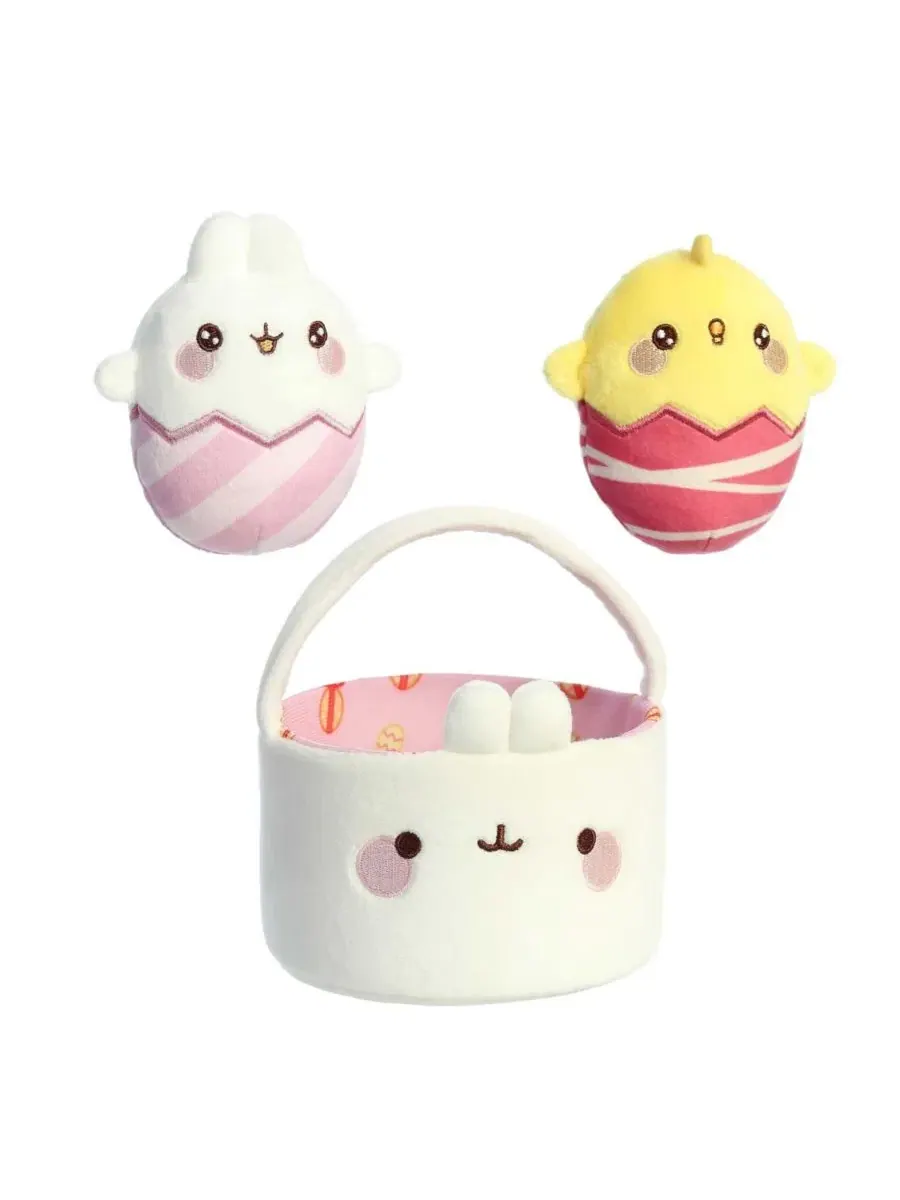 Маленькая пасхальная корзинка Molang Игривая плюшевая игрушка белого цвета 15 см Aurora — изображение 2 из 3, белый