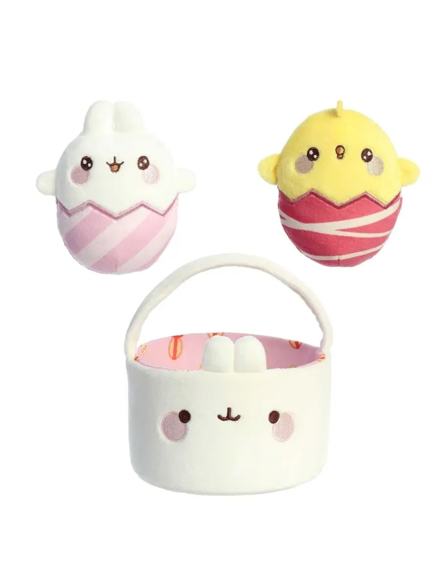 Маленькая пасхальная корзинка Molang Игривая плюшевая игрушка белого цвета 15 см Aurora — изображение 3 из 3, белый