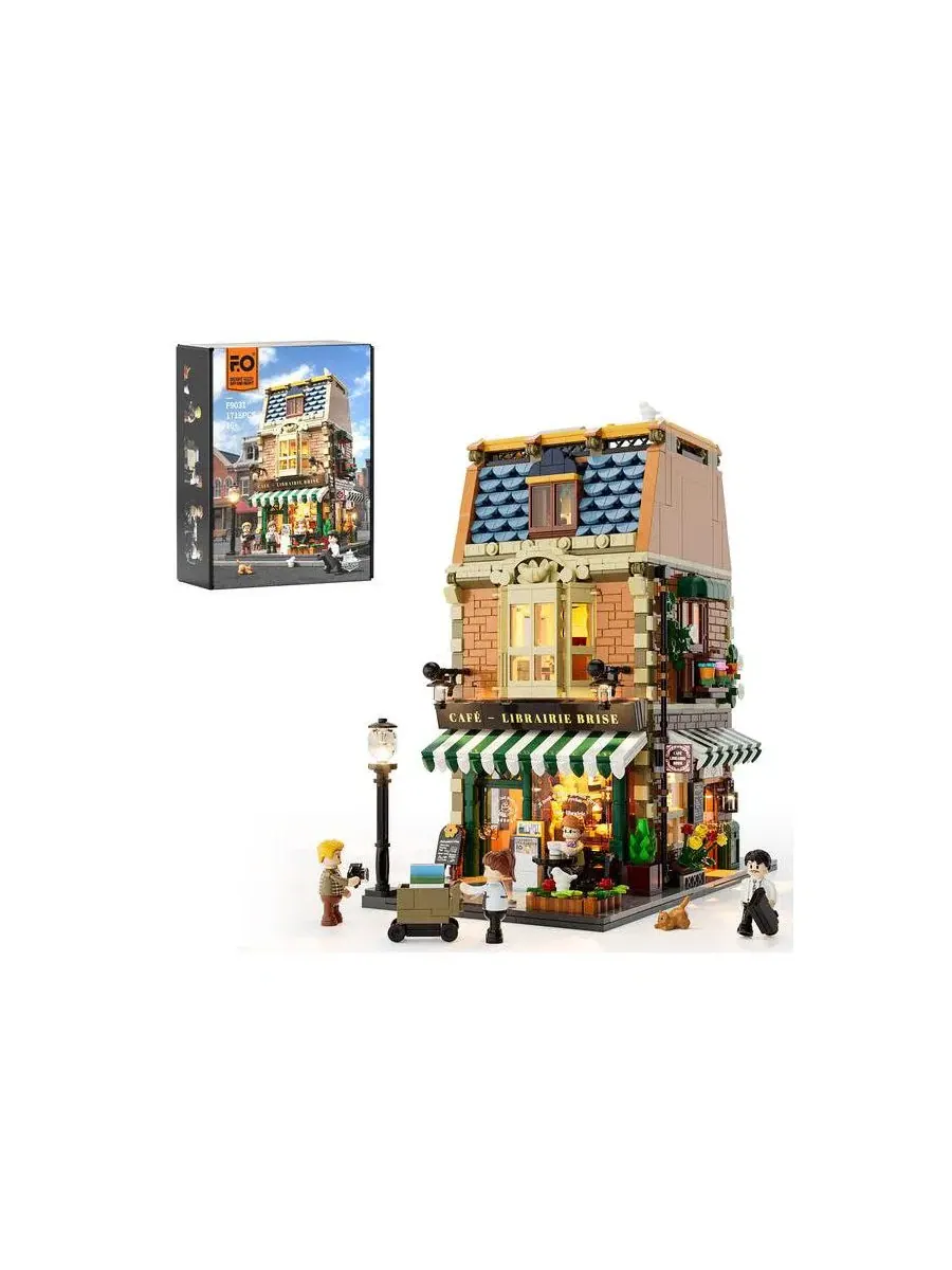Конструктор Lumibricks Book-Cafe Lighting Building Bricks Set, 1718 деталей, кофейня-книжный магазин — мульти