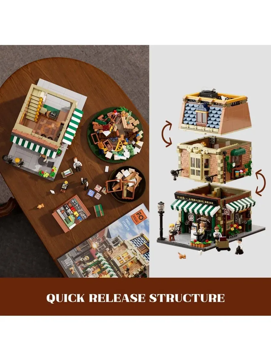 Конструктор Lumibricks Book-Cafe Lighting Building Bricks Set, 1718 деталей, кофейня-книжный магазин — изображение 5 из 10