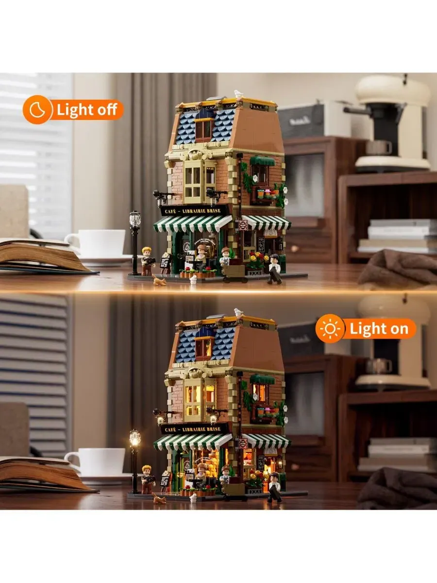 Конструктор Lumibricks Book-Cafe Lighting Building Bricks Set, 1718 деталей, кофейня-книжный магазин — изображение 7 из 10