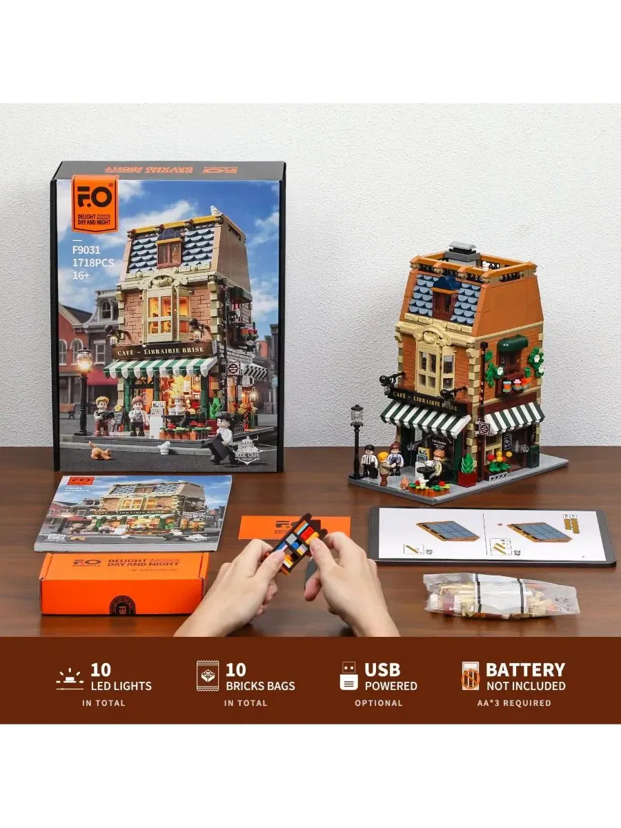 Конструктор Lumibricks Book-Cafe Lighting Building Bricks Set, 1718 деталей, кофейня-книжный магазин — изображение 9 из 10