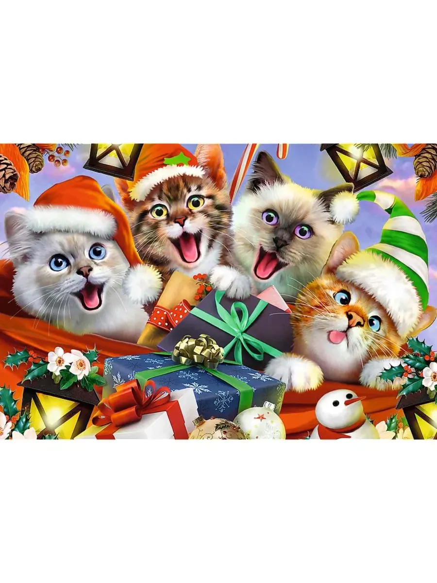 Деревянный пазл 501 элемент Wood Craft Festive Cats Trefl