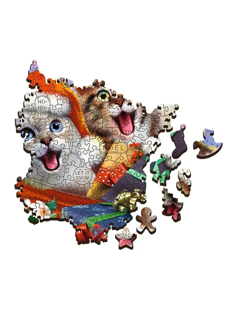 Деревянный пазл 501 элемент Wood Craft Festive Cats Trefl — изображение 3 из 4, мульти