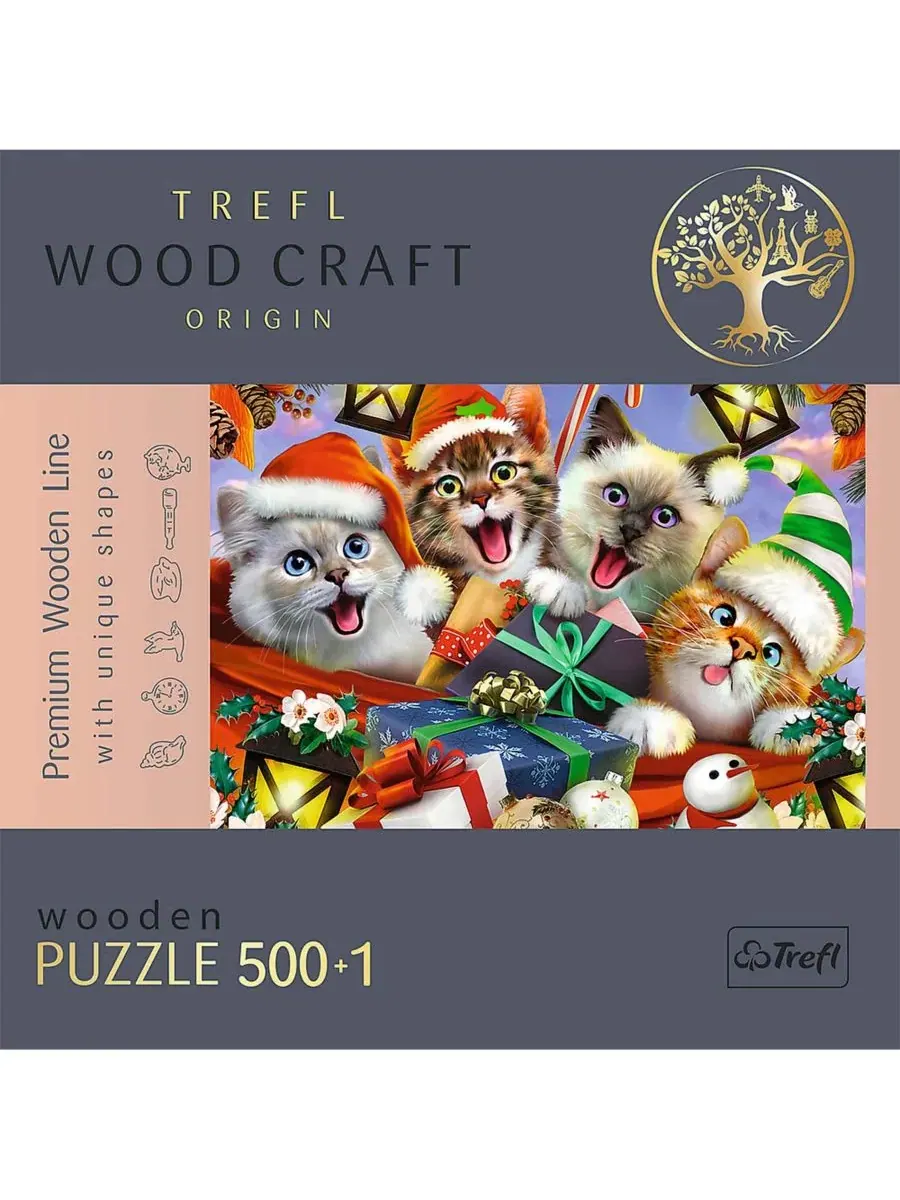 Деревянный пазл 501 элемент Wood Craft Festive Cats Trefl — изображение 4 из 4, мульти