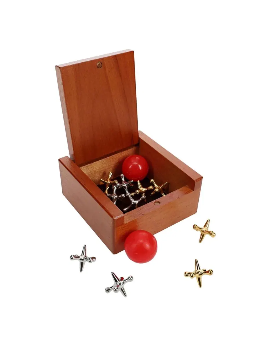 Классический набор для игры в камешки Old-Fashioned Metal Jacks in a Wooden Box WE Games