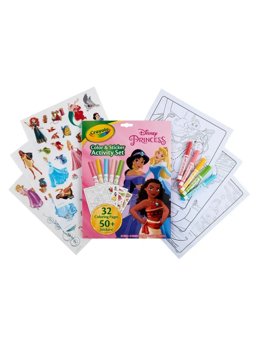 Набор для творчества с наклейками Disney Princess, 3 комплекта Crayola — изображение 6 из 9, мульти