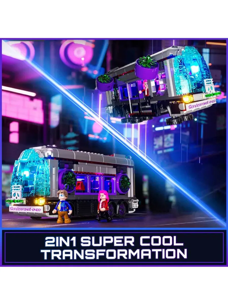Конструктор Lumibricks 2 in 1 Future-Bus Lighting Building Bricks Set, 605 деталей — изображение 8 из 9, нет цвета