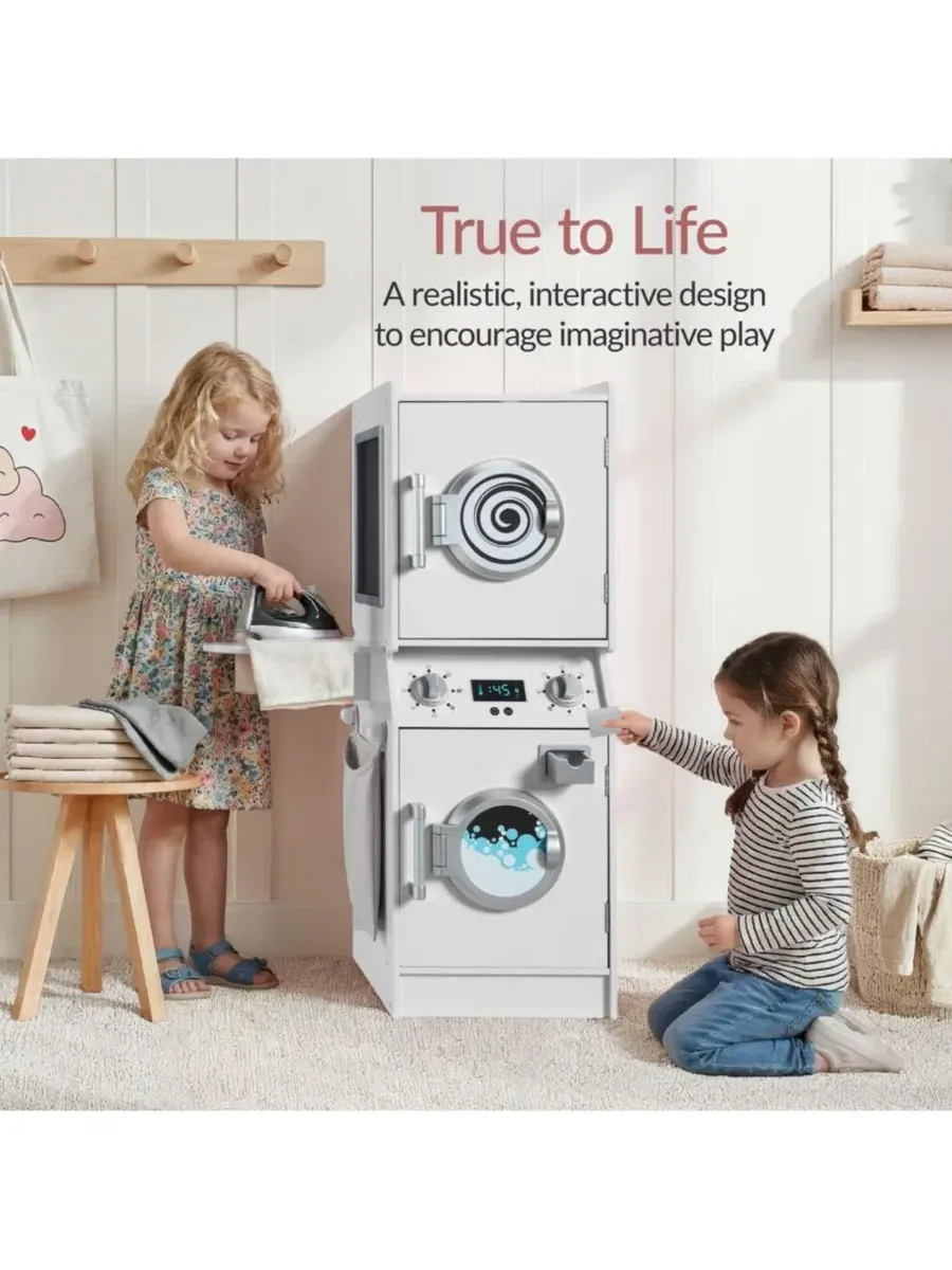Игровой набор стиральной машины и сушилки с игрушечным утюгом Best Choice Products — изображение 3 из 8, белый