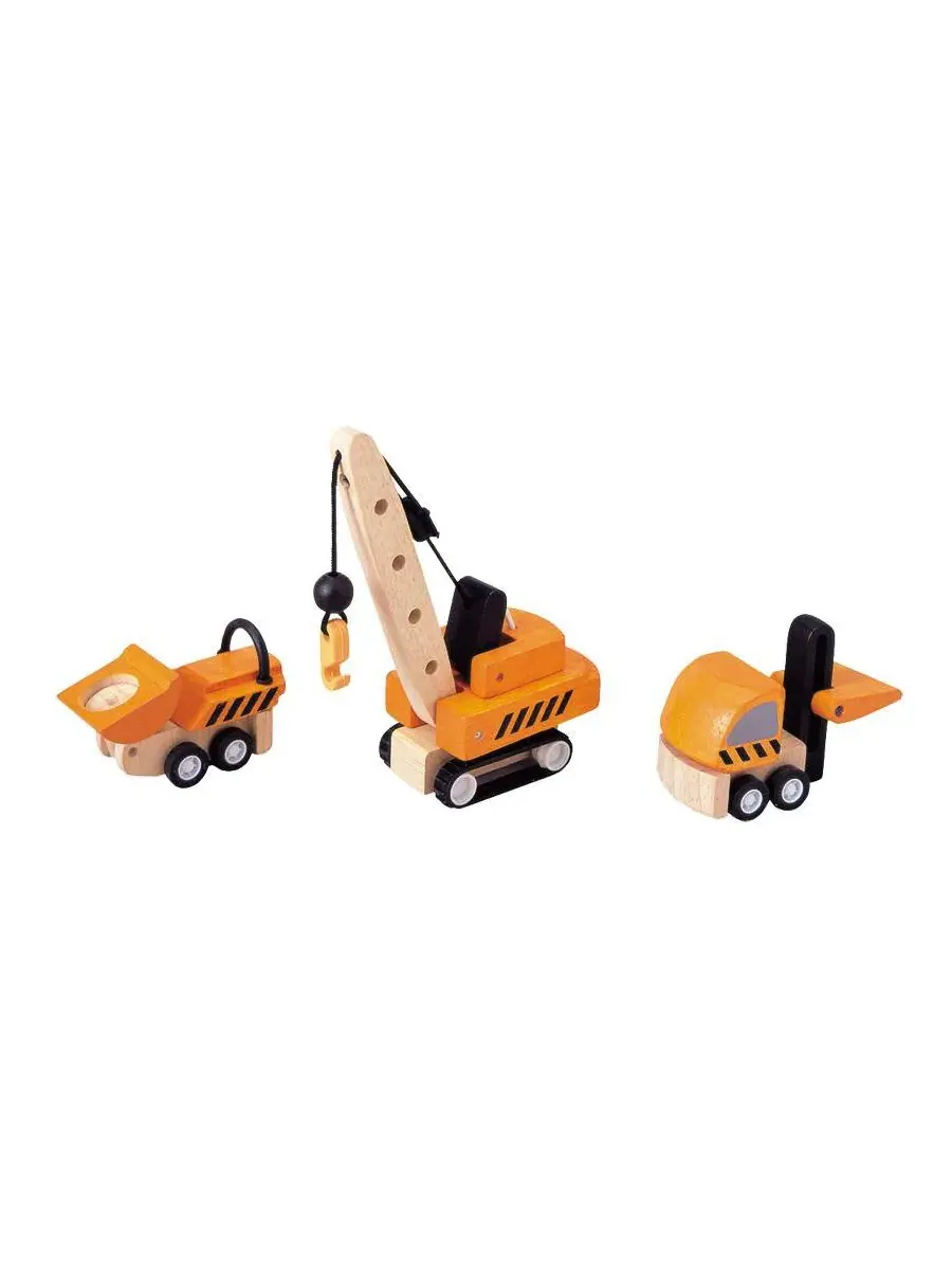 Набор из 3 деревянных строительных машин PlanToys