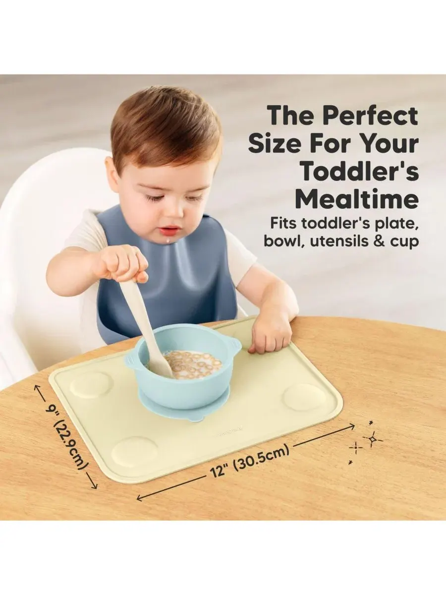Набор из 2 силиконовых подставок под тарелки для малышей и детей, нескользящие, на присосках, легко — изображение 3 из 9